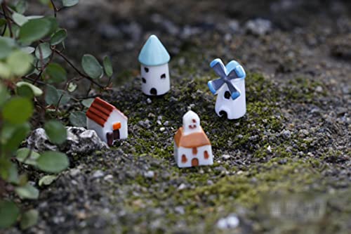4PCS House Fairy Garden Supplies, Miniature Figurines & Accessories, DIY Kit, Micro Landscape Ornaments, Fairy Garden Animals - color: 4house