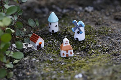 4PCS House Fairy Garden Supplies, Miniature Figurines & Accessories, DIY Kit, Micro Landscape Ornaments, Fairy Garden Animals - color: 4house
