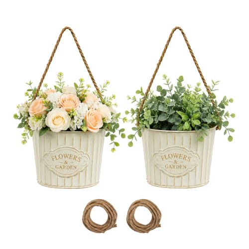 2 Pack Metal Wall Planters for Artificial Plants & Flowers, Half-Circle