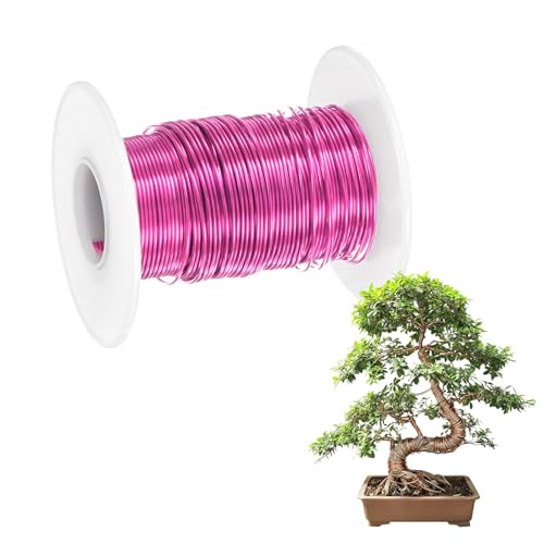 M METERXITY 1-Pack Bonsai Training Wire, 0.8mm x 66ft/20m Anodized Aluminum Bonsai Tree Wire for Fine Trunk/Gardening Branch/DIY Crafting [Dark Pink] - color: Dark Pink, size: 0.8mm x 66ft/20m