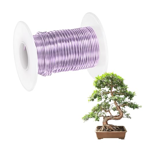 M METERXITY 1-Pack Bonsai Training Wire, 1mm x 49ft/15m Anodized Aluminum Bonsai Tree Wire for Fine Trunk/Gardening Branch/DIY Crafting [Light Purple] - color: Light Purple, size: 1mm x 49ft/15m