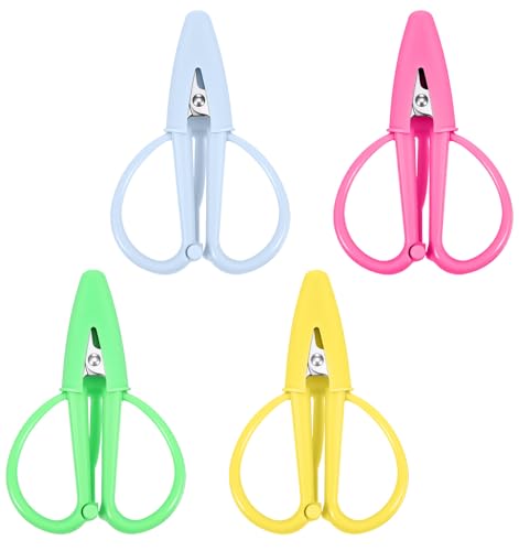 Super Snips Mini Scissors, 4 Pack Needlepoint Scissors Tsa Approved | Tiny Scissors for Crafts, Sewing, Embroidery, and DIY Projects, 4 Bright Colors