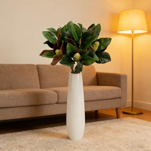 4 Pcs Magnolia Artificial Leaves Branches 30.7 Inch 3D Real Touch Magnolia Pick with Fruit Faux Magnolia Stems for Indoor Outdoor Vase Filling Home Wedding Floral Arrangement Decoration - color: (F) 4 Pcs 30.7 Inch Green