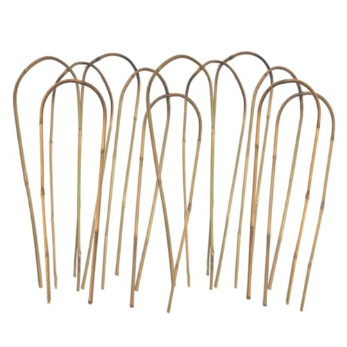 Natural Bamboo U-Shaped Garden Stakes, 24 inch, Plant Support Hoops, 12 Pack