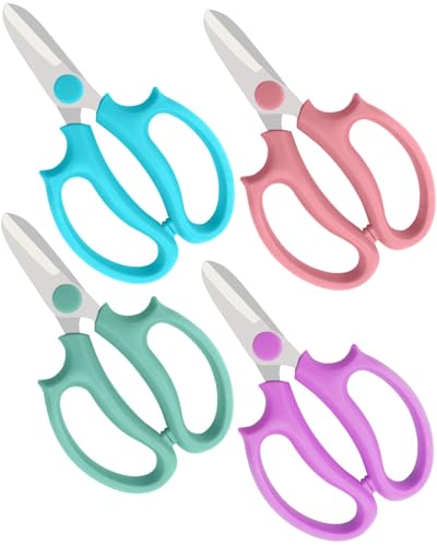 Flower Scissors - 4 Pcs Stainless Steel Flower Shears, Garden Plant Floral Shears for Fresh Flowers Stems (Blue, Green, Pink, Violet) - style: 4 Pcs