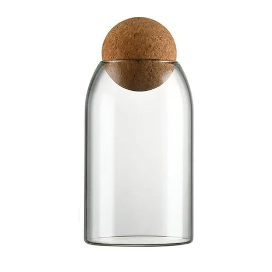 Glass Terrarium with Airtight Wood Lid (Ball Cork) | Closed Terrarium Planter | Clear Glass Bottle Jar Container | 800ml / 27oz | Moss Terrarium Jar | Indoor Ecosystem Decoration Gifts (Only Jar) - size: 800ml / 27oz