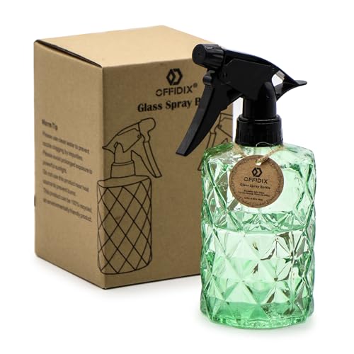OFFIDIX Fine Mist Plant Mister, Handheld Pressure Glass Spray Bottles, 0.35L/11.8oz Watering Can with Adjustable Nozzle for Outdoor Indoor Gardening and Cleaning Work (Green) - color: Rhombus Green