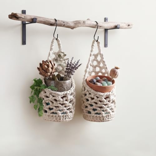 6-in Hanging Planters for Indoor Beige 2 Pcs | Macrame Wall Plant Hanger, Basket Holder, For Indoor Plants, Living Room Bedroom & Office - color: Beige, size: 6in