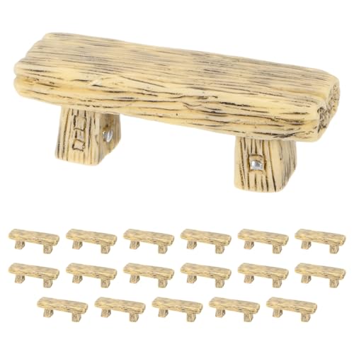 M METERXITY 18-Pack Miniature Resin Bench, 2.2x0.7x0.7 Inch Mini Garden Chair for Fairy Garden Accessories/DIY Micro Landscaping/Dollhouse, Tiny Park Street Seat [Light Yellow] - color: Light Yellow