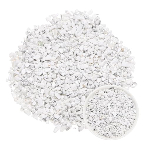 M METERXITY 1.1lb/500g Assorted Tumbled Chips Stone, 5-7 mm Crushed Crystal Quartz Pieces for Vases Filler/Aquarium/Succulent Plants Decor, Irregular Shaped Stones [White] - color: White