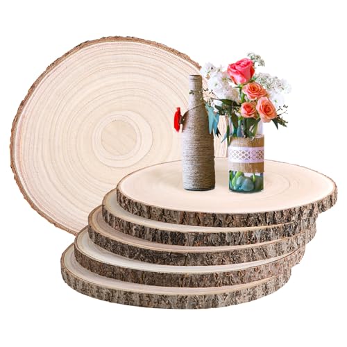 6 Pcs 12-14 Inches Wood Slices for Centerpieces Large Wood Rounds,Wooden Centerpieces for Tables,Round Wooden Discs for DIY Craft,Baby Shower,Wedding,Christmas,Table Decor