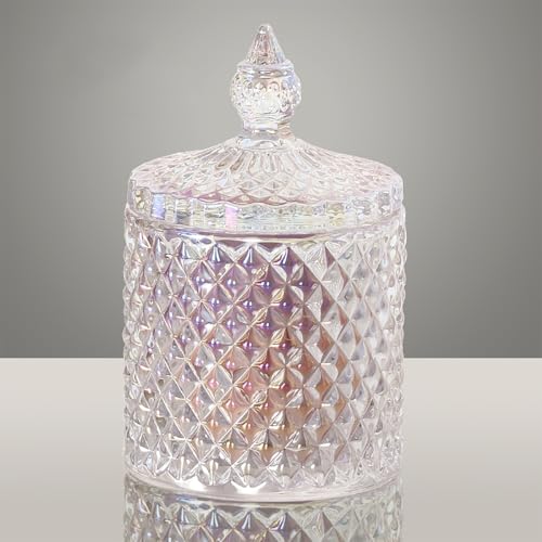 Colorful Glass Jar With Lid,Neon Candy Cookie Container,Jewelry Box,Decorative Jar(Large-Dazzling Colors) - color: Pointed Cylinder-Dazzling Colors-Large