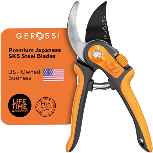 Bypass Pruning Shears and Hand Pruners for Gardening, Garden Clippers | Ultra Sharp Blades, Ergonomic Grip for Smaller Palms, Sturdy on Branches, Shrubs and Roses, Clean Cut Every Single Time