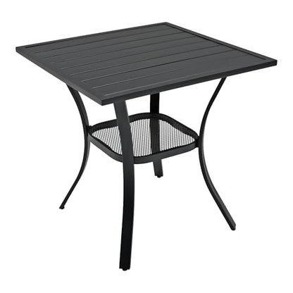 3 Piece Outdoor Small Dining Set Beige Stacking Chairs, 27.5" Square Table - color: Beige Grey, size: 27.5"x27.5"-Square