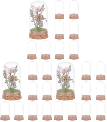 BENECREAT 10Pcs Dome Decorative Jars, 1.8x3.5inch Glass Display Dome Cloche Glass Bell Jar with Cork Base for Flower Storage, Specimens, Crafts Decorations (Pack of 3) - size: 1.8 x 3.5 inch (10 Pcs) (Pack of 3)