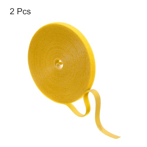HARFINGTON 2pcs Garden Plant Tape 33ft 25/64" Reusable Garden Plant Ties Strap Nylon Plant Twist Tie for Plant Gardening Home Office, Yellow - color: Yellow, size: 33ft x 25/64"