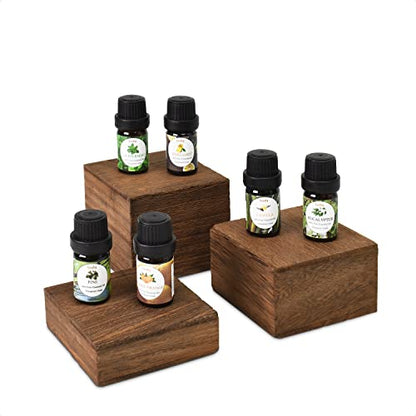 MOOCA Wooden Display Risers Set - 3 Different Height Stands, Brown