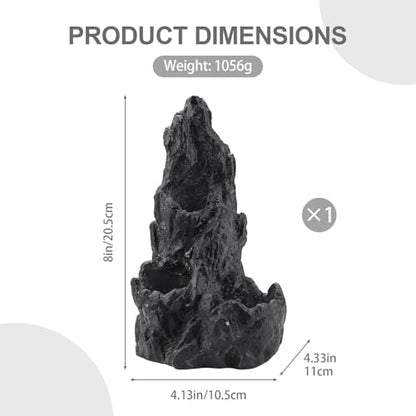 Black Artificial Aquarium Rock Decor Hide, Aquarium Mountain View Stone, Rockery Ornaments Landscaping Model for Fish Tank Terrariums Reptile Enclosures Fairy Garden