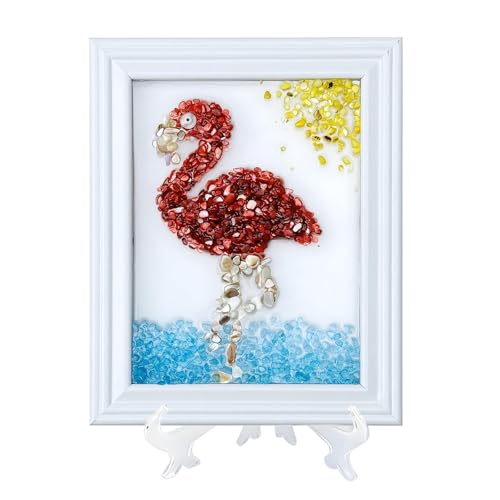 CIYOJA Sea Glass Stained Glass Kit – Flame Bird Resin Art Mosaic Kit for Adults, DIY Craft with Crushed Seaglass, Vibrant Bird Artwork for Home Déco Beginners & Creative Art Projects - color: Red-Bird