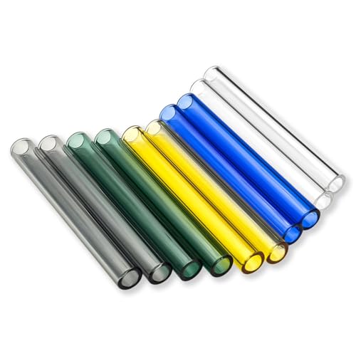 4 Inch Multicolor Borosilicate Glass Tubes, 10 Pack, 12mm OD, 2mm Wall - color: Multicolor, size: 4 Inch