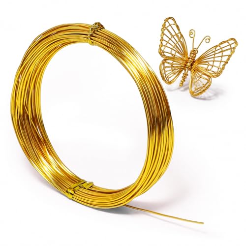 10 Gauge Aluminum Craft Wire 33 Feet Bendable for Jewelry Making - color: gold, size: 10 Gauge