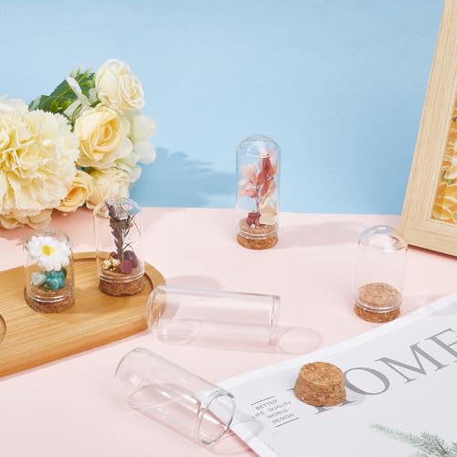 SUNNYCLUE 12Pcs Mini Glass Dome Cover 30x50mm Mini Dome Glass Jar Glass Display Dome Glass Bell Jar with Cork Base Mini Cloche Dome Small Glass Bottles for Wedding Home Christmas Party Favor Decor