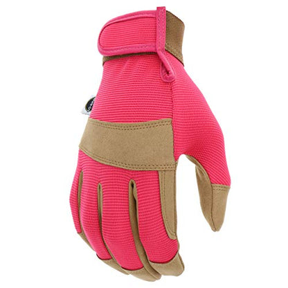 Miracle-Gro MG86205 General Utility Gloves – [Medium/Large], Synthetic Leather Padded Palm Gloves, Spandex Back, Adjustable Hook and Loop Wrist - size: Medium-Large