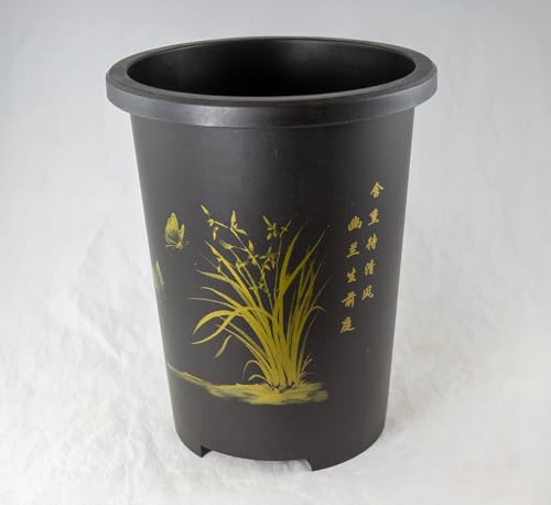 Yubonzai Heavy Duty Round Black Plastic Cascade Bonsai Training Pot, Orchid Planter 4.75" - 7" (7"x 7"x 8.5") - size: 7"x 7"x 8.5"