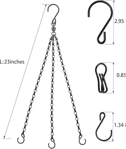 Heybe Swivel Hanging Basket Chains 23 Inches 3 Leads Hanging Chains Flower Pot Hanger Replacement Plant Hangers for Planters and Lanterns, Pack of 3 (3 Legs-Swivel) - style: 3 Legs-Swivel