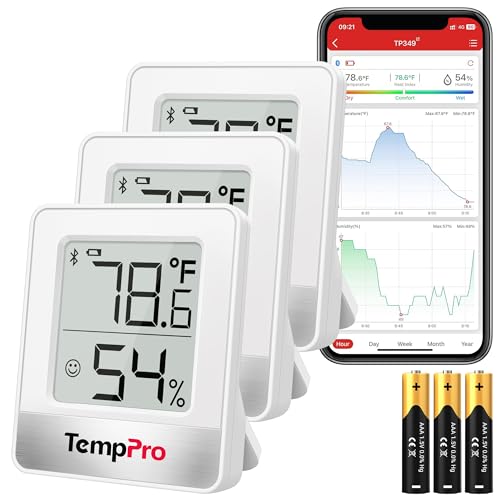 TempPro TempAir 260FT Bluetooth Indoor Thermometer Hygrometer, 3 Pack - color: Bluetooth Indoor Thermometer