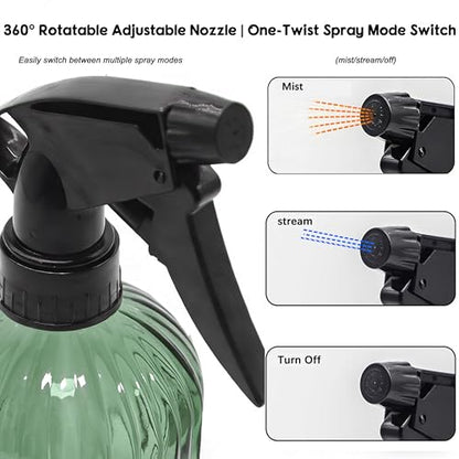 Green Glass Spray Bottle, Refillable Indoor Plant Mister,13.5oz Water Spray Bottle with Adjustable Nozzle,Plant Mister Spray Bottles for Indoor Plants, Cleaning, Hair Care, Pets Care(2pcs) - color: Green