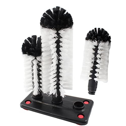 Bonsicoky 3 Brush Bar Glass Washer with Suction Base | Commercial Brush Cleaner, Bristle Brush, For Beer Cup, Long Leg Cup, Red Wine Glass, Kitchen Bar Use - color: 2 Short Brush + 1 Long Brush