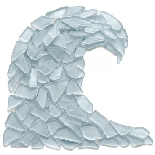 Sea Glass for Crafts – 11oz Light Blue Sea Glass Decor, Tumbled Seaglass, Beachglass for Crafts, Seaglass for Beach Accents, Coastal DIY Supply, Nautical Vase Filler - size: 11 Ounces