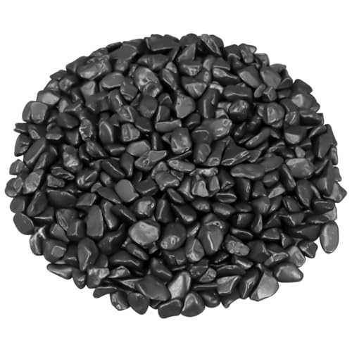 Decorative River Rocks & Landscaping Pebbles for Potted Plants - color: Black, size: 2 Pounds