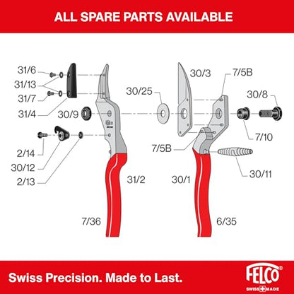 Felco F31 Pruning Shears – 8.3" Garden Clippers with Anvil Blade for Dry & Hard Wood | Hand Pruner for Gardening | Garden Tool Cutter with Aluminum Handle, Alloy Steel Blade, High-Torque Cutting Power - size: F31 Large Anvil