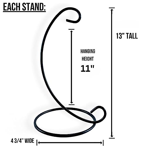 Tall Ornament Display Stands 3 Pack, Black Wrought Iron Style Hanging Stand, 13 Inch Metal Ornament Hangers for Christmas Ornaments, Glass Globes, Terrariums, Lanterns, Air Plants, Keepsakes & Holiday Decor