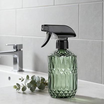Plant Mister Spray Bottle, 15oz, Green, Adjustable Nozzle,2PCS | Reusable Small Spray Bottles, Glass Handheld Spray Bottle for Indoor Flowers, Outdoor Gardening, Cleaning, Pets Care, Hair - color: Green