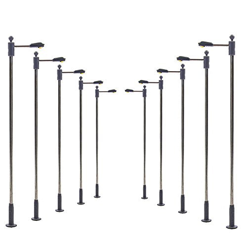LQS09 10 pcs Model Railway Train Lamp Post Warm White Street Lights N TT Scale LEDs Miniature Garden Ornament