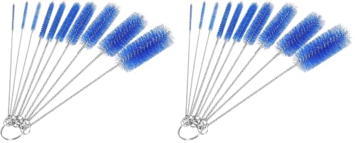 CiaraQ Bottle Cleaning Brushes, 8 Inch Nylon Tube Brush Set, Cleaner for Narrow Neck Bottles Cups with Hook, Set of 10pcs. (Pack of 2) - color: Navy Blue, size: 8.0 Inch (10pcs) (Pack of 2)