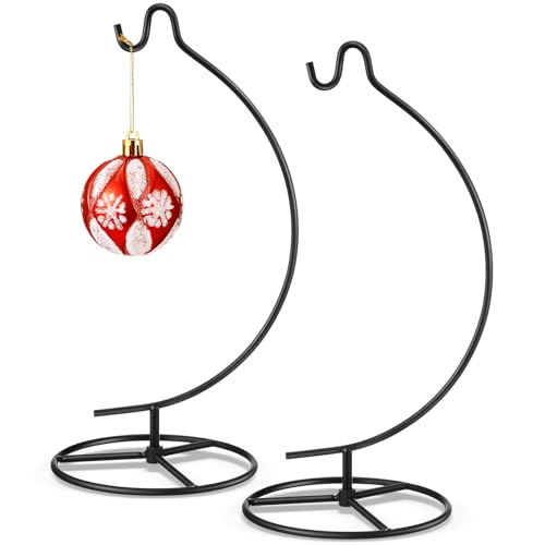 2 Pack Ornament Display Stand, 10.43" Hanging Stand, Black | Ornament Hanger, Air Plant Holder, Terrariums, Crystal Ball Hanging Hook, for Christmas, Wedding, Home, Office Decoration - color: Black