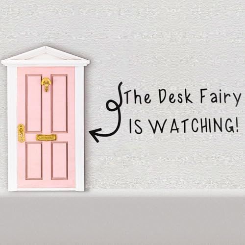 WinnerWhy The Desk Fairy is Watching Classroom Decoration Desk Fairy Door with Sticker Accessories Classroom Management for Teacher Student Decor (Pink) - color: Pink