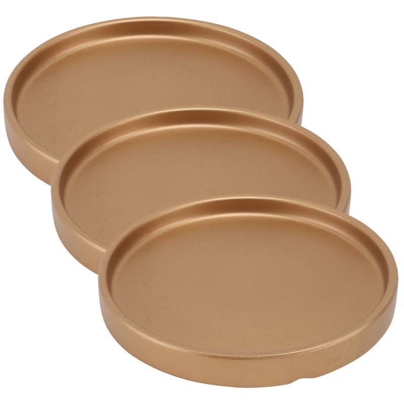 Vaguelly House Plants Indoors Live 3pcs Ceramic Plant Saucers Gold, 7 inch Thicken Planter Water Drip Tray, Flower Plant Pot Coasters, Bird Bath Bird Feeder Plate for Indoor Outdoor House Plants - size: 7inch
