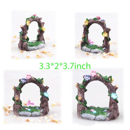 Kai Dream Miniature Fairy Garden Accessories Set, 2 Piece Resin Decorative Landscape Kit with Arch and Slide, Floral Garden Ornaments - style: Arch, Slide Set
