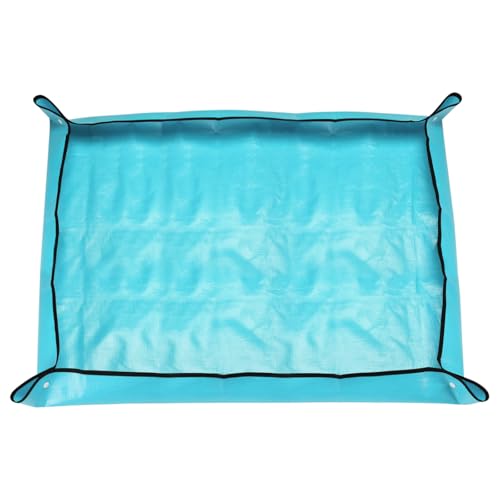 HARFINGTON Repotting Mat 29.5" x 39.4" PE Cloth Waterproof Plant Repotting Mat Foldable Portable Gardening Potting Tray with Plastic Buckle for Indoor Plant Change Soil Watering, Blue - color: Blue, size: 29.5" x 39.4"