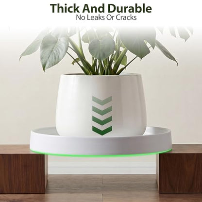 Ceramic Plant Saucer 10.5 Inch 1 Pack White, Fits Pot Base Under 10 Inch | Sturdy, Leak-Proof, Indoor Outdoor Planter Base, Plant Pot Tray Plate for Flower Pots to Catch Water Drip & Drainage - size: 10.5in 1pack
