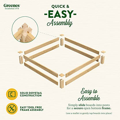 Greenes Fence Premium Cedar Raised Garden Bed, 4' x 4' x 7" (3/4" Thick) - Made in USA with North American Cedar - size: 4 Foot x 4 Foot x 7 Inch