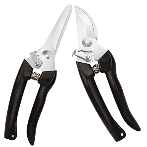 Premium garden shears, meperez pruning scissors gardening tools, pruners for flower, bushes, rose and fruit tree, use for florist, yard and orchard the plant clippers, sharp steel anvil snips