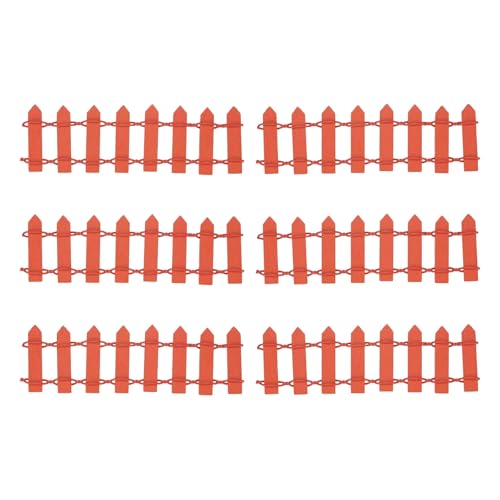 M METERXITY 6-Pack Miniature Terrarium Fence, 3.74 Inch 9.5x3cm Wooden DIY Small Wood Decorative Picket Fence for Dollhouse/Crafts/Diorama Project, Micro Landscape Ornaments [Orange] - color: Orange
