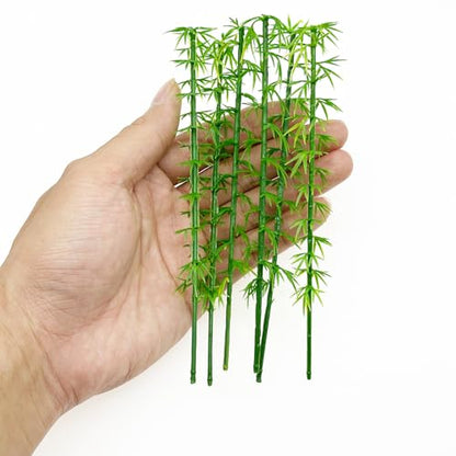 Woohome Model Miniature Bamboo Trees, Green Plastic Bamboo Trees for Building Model, Home Miniature Landscape Landform Diorama Project, 50 PCS, 5.9’’ - color: 50pcs 15cm