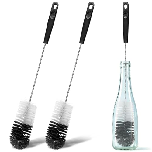 2 Pcs Bottle Brushes Set, 17 Inches Long Thin Flexible Bendable Cleaner | Flexible Cleaner for Narrow Neck Bottles, Water/Wine/Beer/Baby Bottles, Pipes, Tubes, Hoses, Teapots - Bendable & Dishwasher - size: 17" Extended